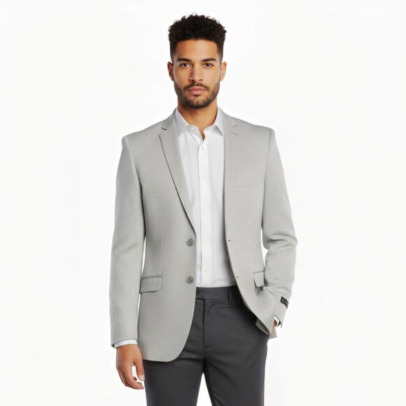 Men's Textured Light Grey Blazer Jacket by Tazio - Picture 1 of 6